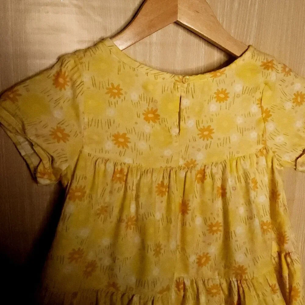Cat & Jack Girls Yellow Floral Short Sleeve Babydoll Tunic Top 8